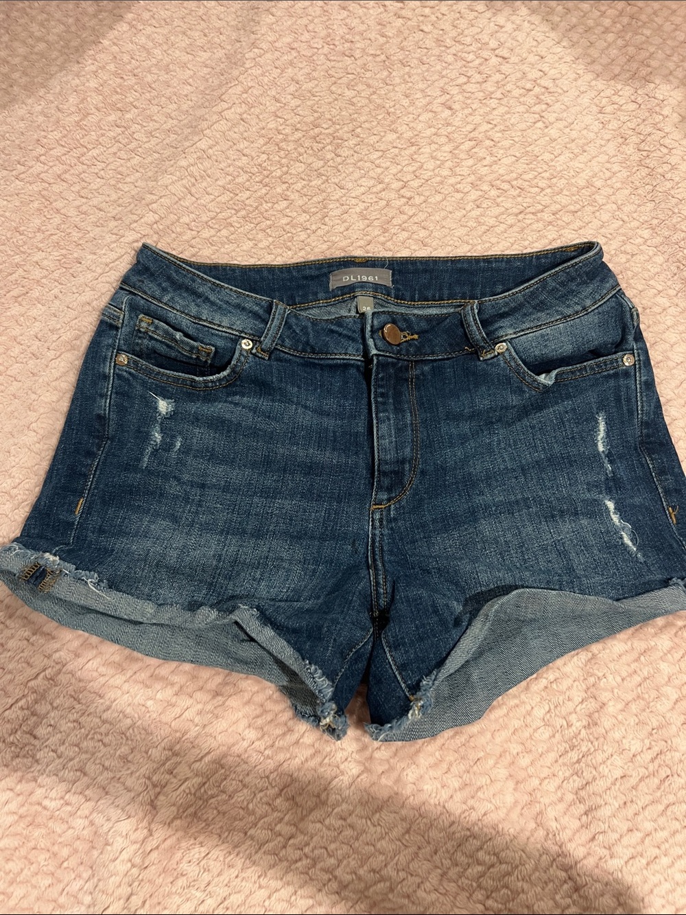 DL1961 Women's Medium Blue Distressed Denim Cutoff Shorts